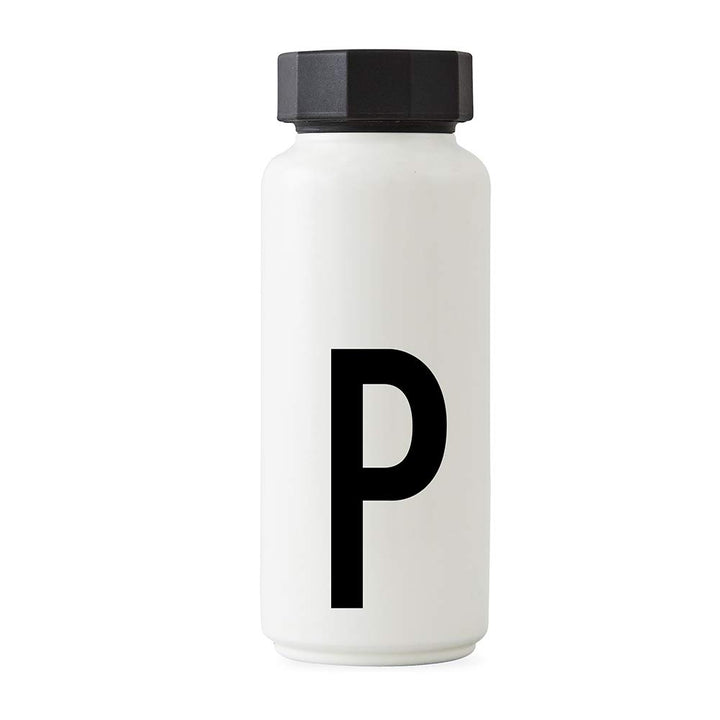Design Letters Persönliche Edelstahl Trinkflasche Weiss (P) |500 ml| Kohlensäure geeignet BPA-Frei T