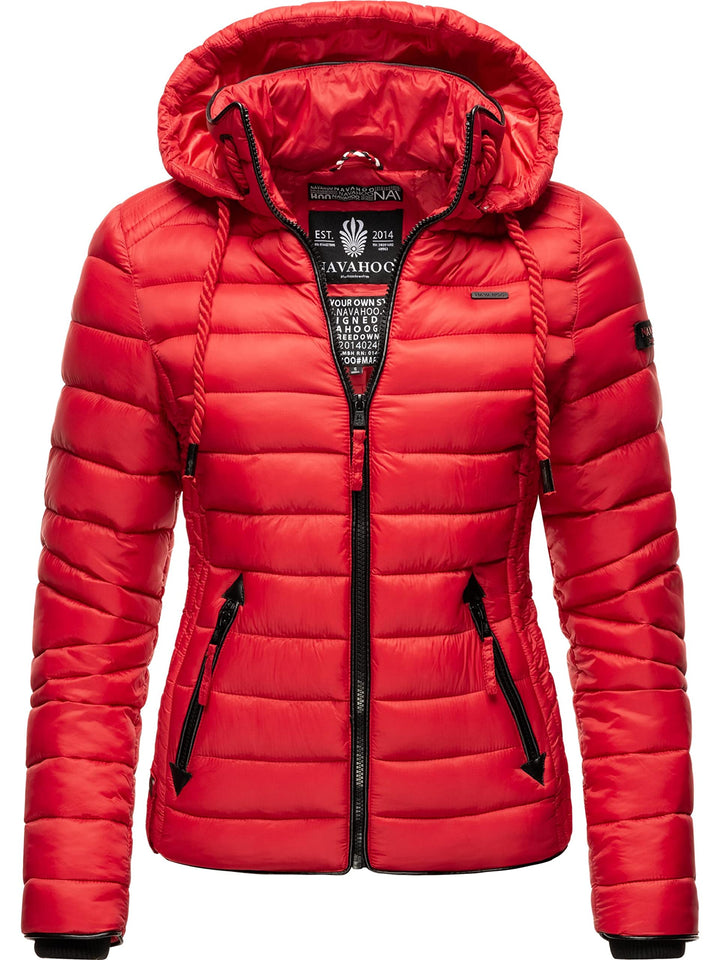 Navahoo Damen leichte Übergangsjacke Steppjacke mit Kapuze Lulana XS-XXL XS Rot, XS Rot