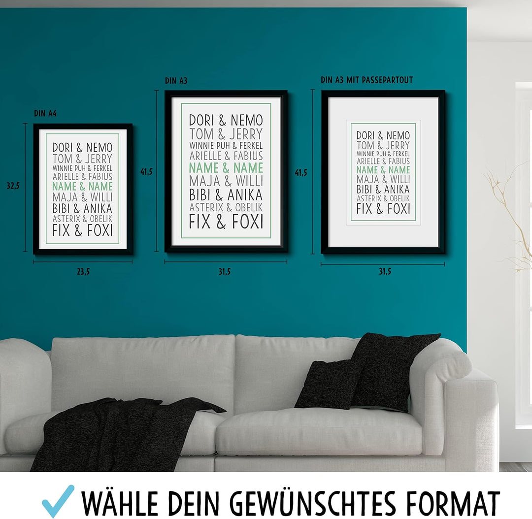 OWLBOOK DU &amp; ICH Beste Freunde Trickfilm Bild im Holz-Rahmen A3 Geschenke Geschenkideen für die best