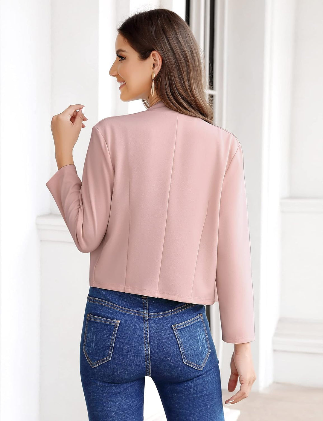 Clearlove Damen Blazer 3/4 Ärmel Elegant Blazerjacke Einfarbig Slim Business Blazer Sportlich Jack X