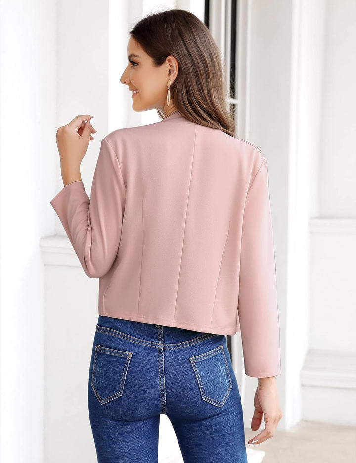Clearlove Damen Blazer 3/4 Ärmel Elegant Blazerjacke Einfarbig Slim Business Blazer Sportlich Jack X