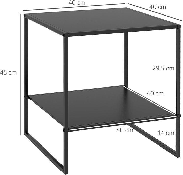 HOMCOM Couchtisch Quadratischer Wohnzimmertisch mit Stauraum, 2 Ebenen Skandinavisch Sofatisch mit S