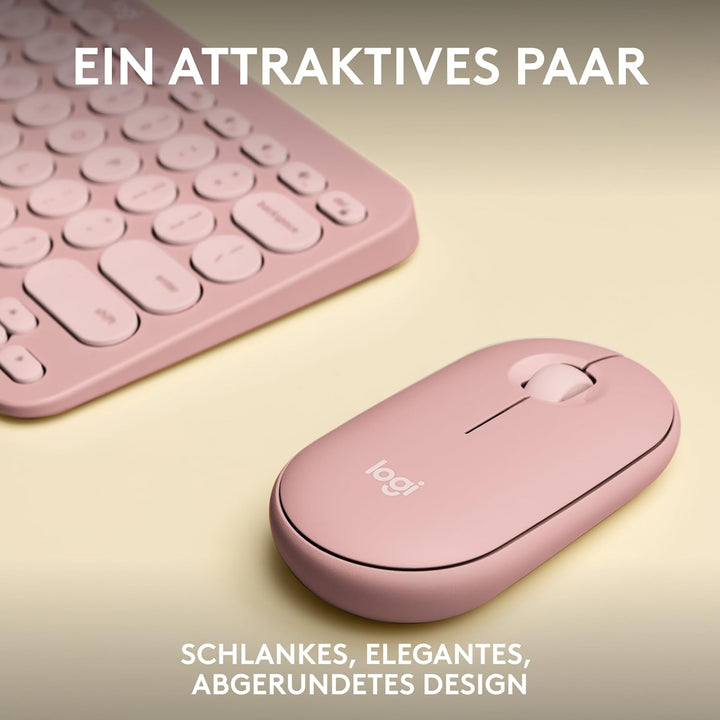 Logitech Pebble 2 Combo, kabellose Tastatur und Maus, leise und mobil, anpassbar, Logi Bolt, Bluetoo