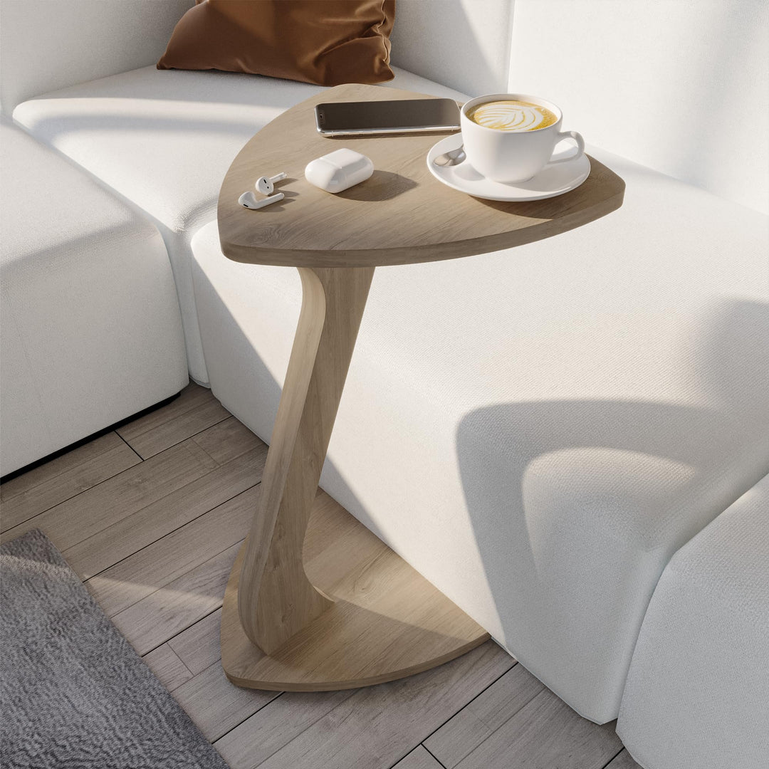 Beistelltisch Couch, Kleiner Beistelltisch C-Form, Sofatisch in stylischer Smoky-Oak Optik, Kleiner