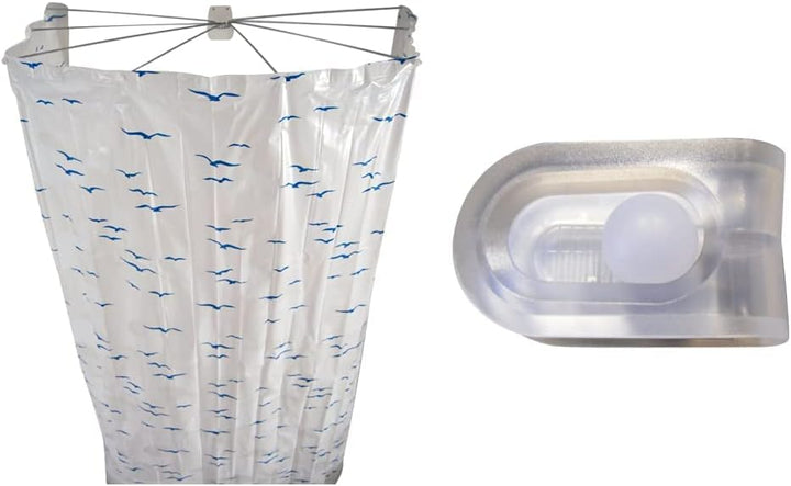 RIDDER Sylt Duschspinne, Duschfaltkabine, Ombrella, blau, 170 cm & 50600-0 50600 Duschvorhangklammer