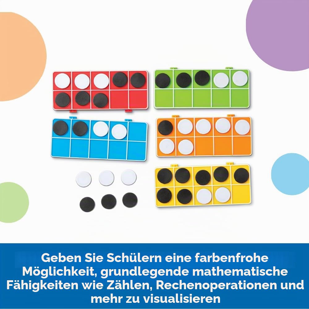 Learning Resources LER6641 Regenbogen Set, ab 5 Jahren, 10 verbindbare Zehner-Rahmen und Zähler, Mat