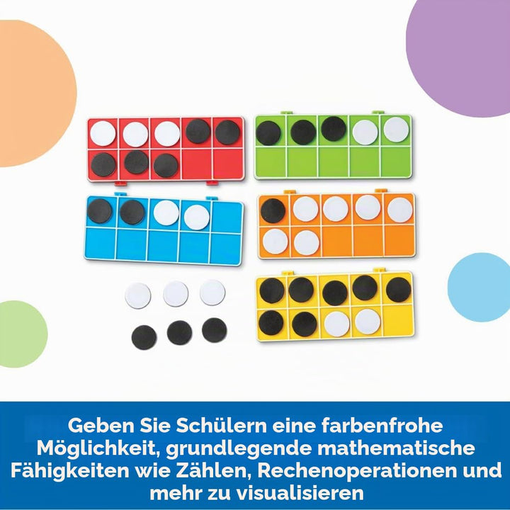 Learning Resources LER6641 Regenbogen Set, ab 5 Jahren, 10 verbindbare Zehner-Rahmen und Zähler, Mat