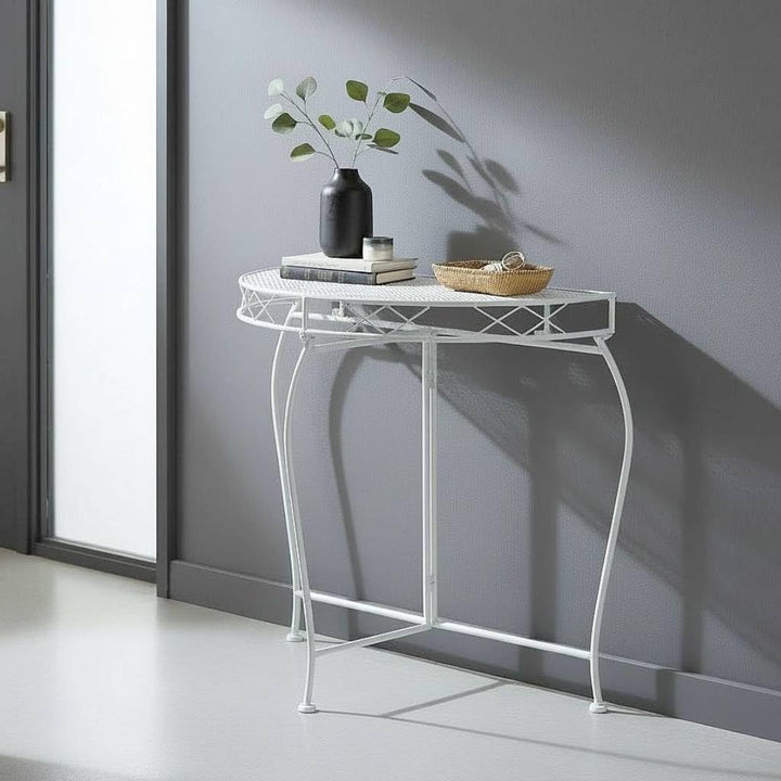 DanDiBo Konsolentisch Wandtisch Weiss 96313 Beistelltisch Metall 75 cm Gartentisch Halbtisch Tisch H