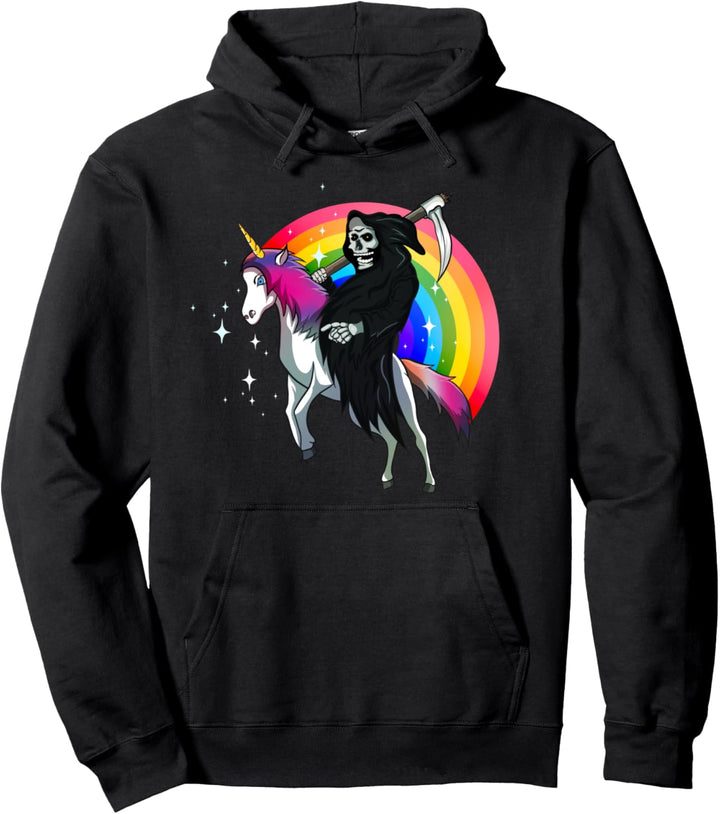 Einhorn, Skelett, Tod, Fantasy, Halloween Pullover Hoodie