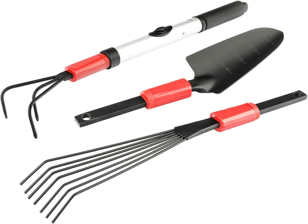 MK Handel - Gartengeräte-Set - 4-tlg. Gartenset bestehend aus Grubbler, Schaufel, Rechen und praktis