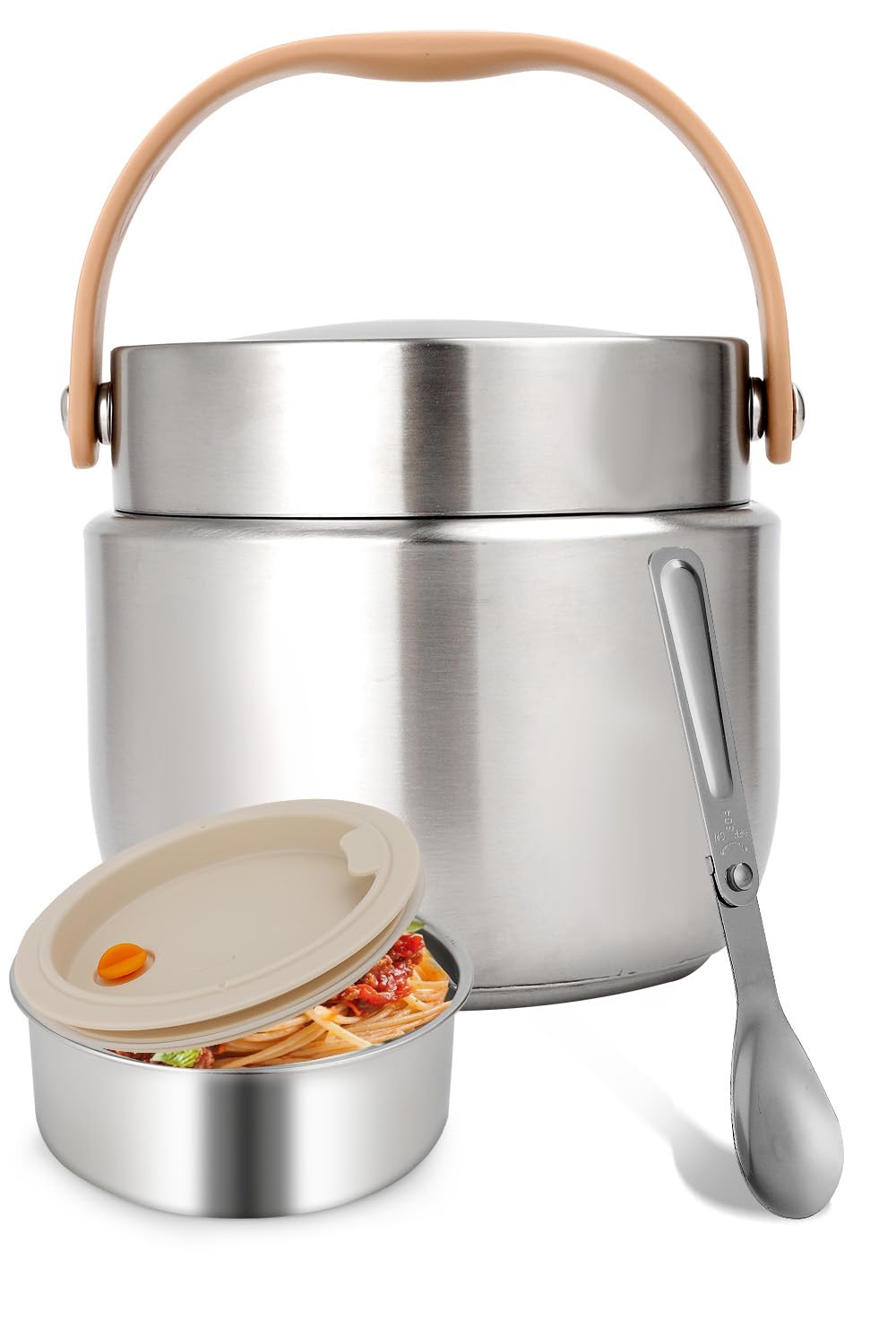 Thermobehälter für Essen 1200ml, Essensbehälter, Silber, Silber