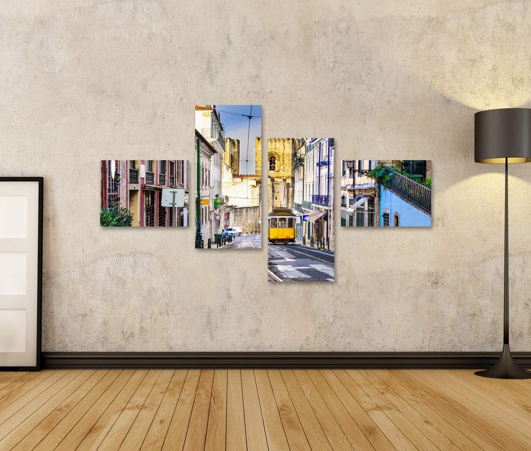 Bild Bilder auf Leinwand Lissabon, porgugales Stadtbild und Strassenbahn in der Nähe der Kathedrale