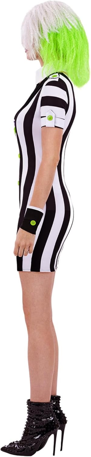 Smiffys Beetlejuice Erwachsenenkostüm mit Jacke, Hose und Krawatte schwarz-weiss gestreift mit aufsc