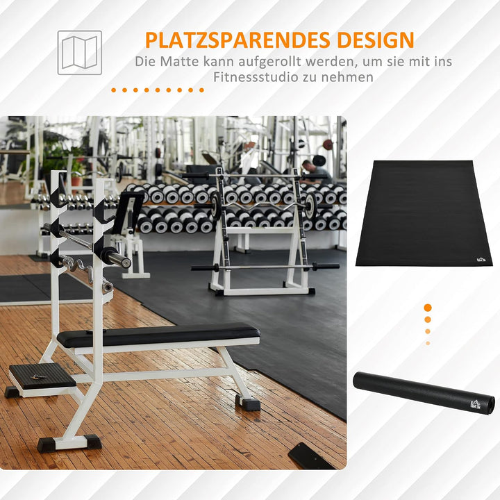 HOMCOM Bodenschutzmatte für Fitnessgeräte Rutschfest 180x90 cm Schwarz | Fitnessmatte 6 mm Dicke, Un