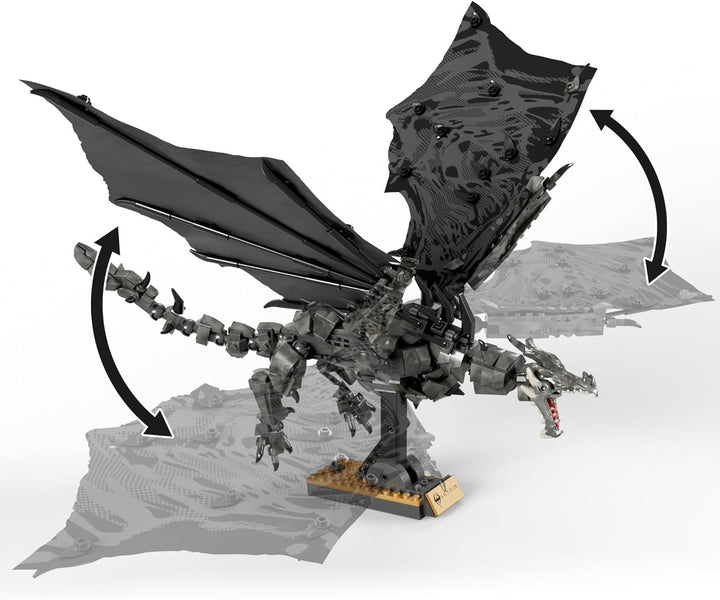 MEGA Skyrim Actionfigur Bauspielzeug, Alduin der Weltenfresser mit 619 Teilen, mit 1 Dragonborn-Figu