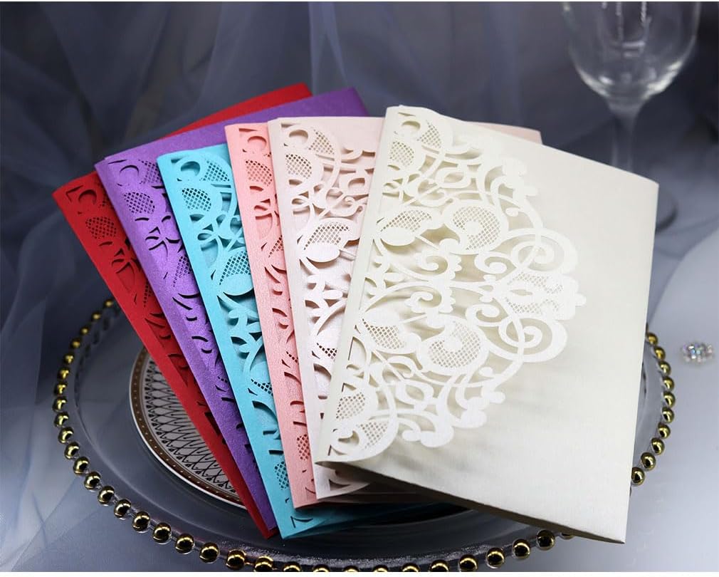 50 Stück Einladungskarten Hochzeit Einladung Karten mit Brautduschen Verlobungskarten Blankoeinsatz