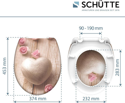 SCHÜTTE WC-Sitz Duroplast ROMANTIC, Toilettensitz mit Absenkautomatik und Schnellverschluss für die