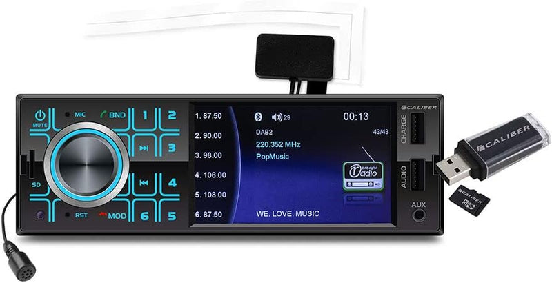 Caliber Autoradio - Auto Radio mit Bluetooth - Aux In - DAB - DAB Plus - FM - SD - USB - 4 Zoll Anze