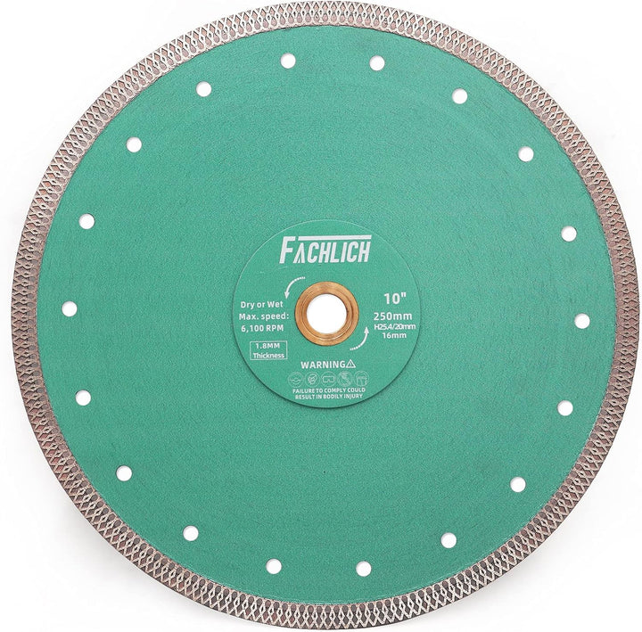 FACHLICH Diamant-Trennscheibe 250mm Turbo Mesh Diamantklinge mit X Felgensegment für Hart Keramik Po