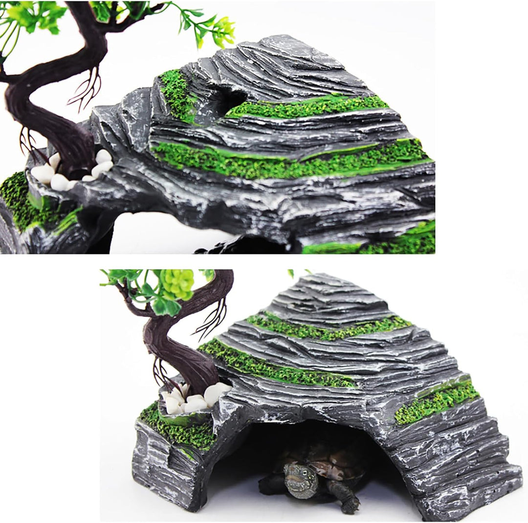 OMEM Reptilienbox Unterschlupf Terrarium Versteck Höhlen Schildkröte Rampe Basking Platform Habitat