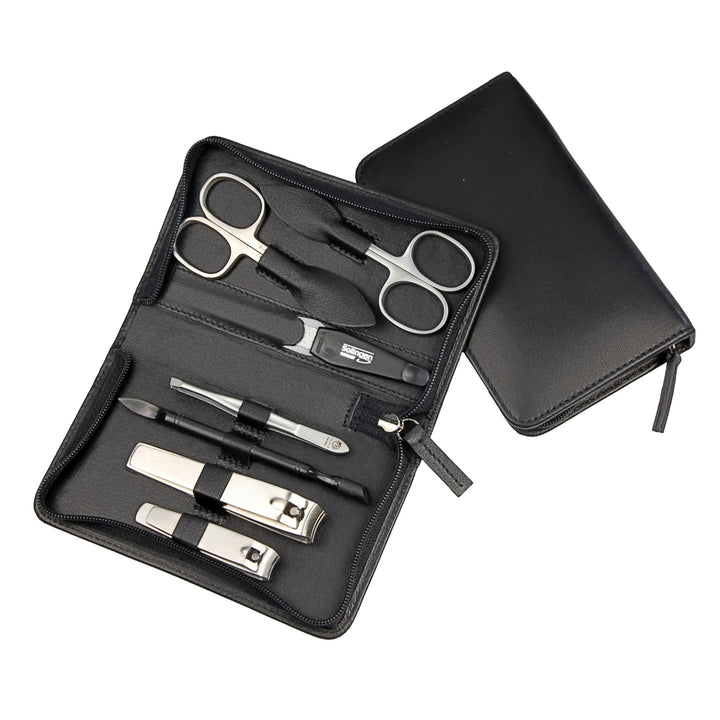 Maniküre Set 7-teilig – Reissverschluss-Etui mit Instrumenten aus Edelstahl & Karbonstahl – Maniküre