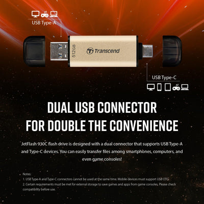 Transcend 256GB JetFlash 930C USB 3.2 Gen 1 Flash Drive TS256GJF930C, Rose Gold, 256GB