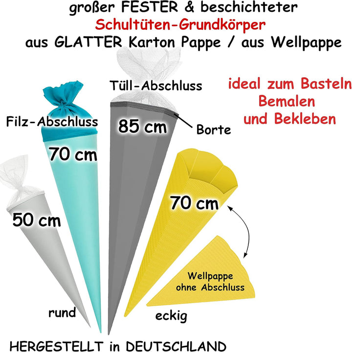 Bastelset - Schultüte Farbe & Grösse wählbar 70/85 / 100 cm - Hai Fisch - inkl. Name - Farbe frei wä
