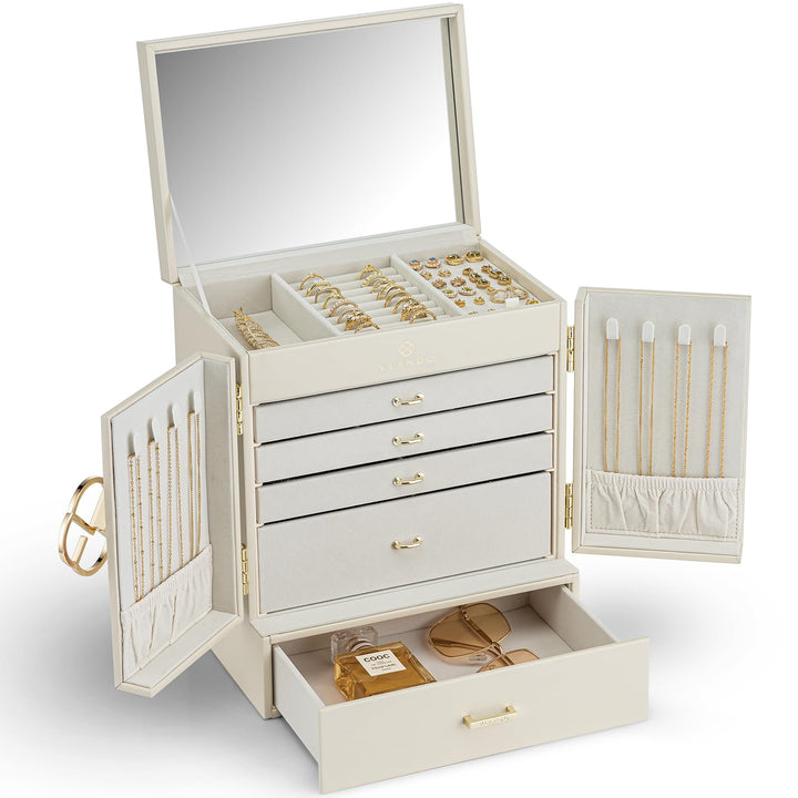 Vlando Schmuckkasten Gross, Französisches Schmuckkästchen 6 Ebenen, Schmuck Organizers Gross XXL mit