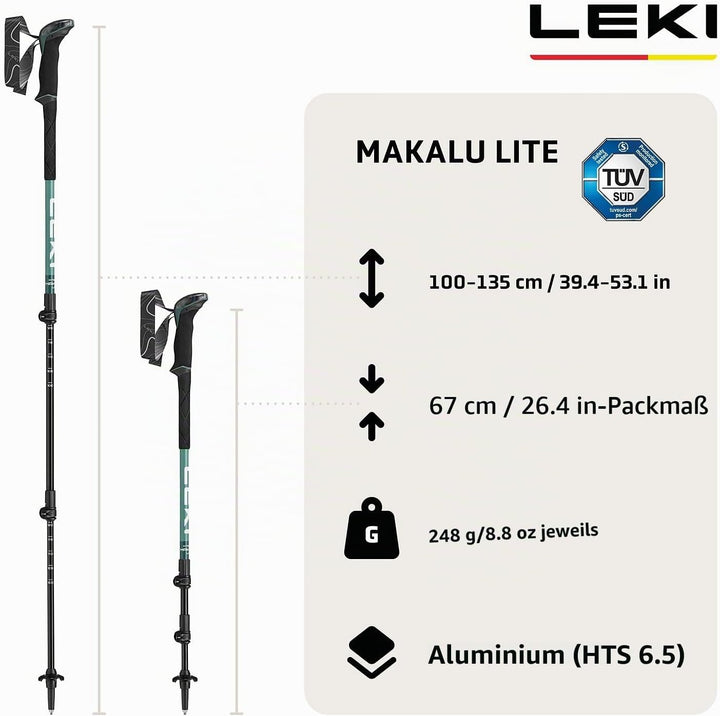 LEKI Makalu Lite malachite green-dark malachite green-white 100 - 135 cm, malachite green-dark malac