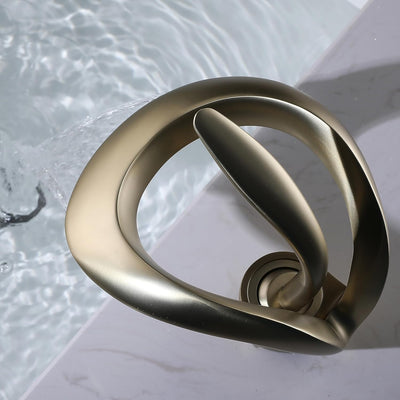 SJQKA Wasserfall Wasserhahn Bad gold gebürstet,Wasserhahn Wasserfall für Badezimmer,Wasserhahn Bad A