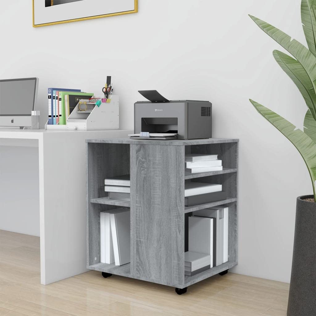 Rollschrank Grau Sonoma, 60x53x72 cm Holzwerkstoff, mobiler Büroschrank mit 4 Rollen, abschliessbar,