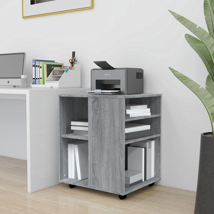 Rollschrank Grau Sonoma, 60x53x72 cm Holzwerkstoff, mobiler Büroschrank mit 4 Rollen, abschliessbar,