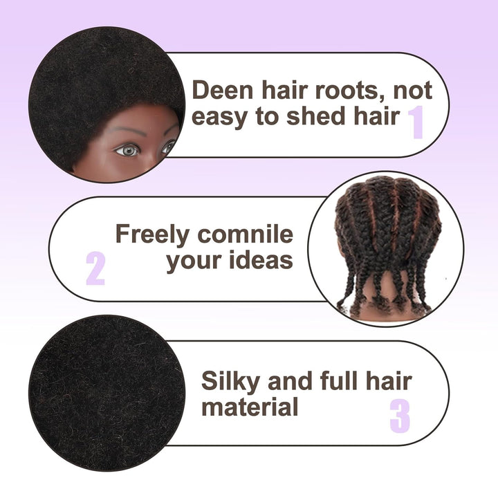 Afro Curly Mannequin Head with 100% Human Hair Curly Hair Friseur Hair Styling Cosmetology Mannequin