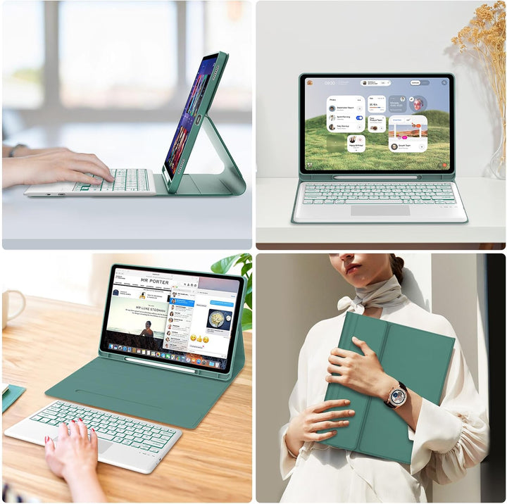 IVEOPPE Hülle mit Tastatur für Samsung Galaxy Tab S10 FE+ 13.1 Zoll, 7-Farbige Beleuchtung, Magnetis