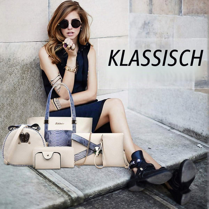 NICOLE&amp;DORIS Handtaschen Damen 6 Stück Geldbörse für Damen Top-Griffe Umhängetaschen Brieftaschen Cr