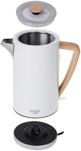 ADLER-Metallkessel 1,5 l, Sicherheitskontrollsystem, 2200 W Leistung, weiss