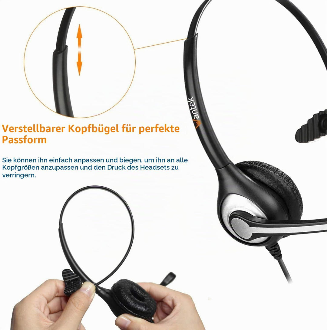 2,5mm Schnurlos Telefon Headset Mono mit Noise Cancelling Mikrofon, Quick Disconnect, WANTEK Festnet