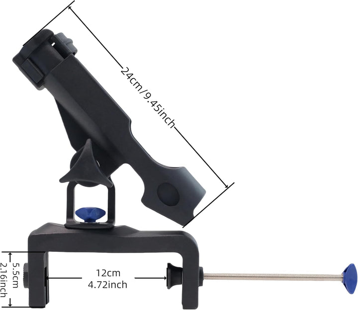 Angelrutenhalter mit grosser Klemmöffnung, 360 Grad verstellbar, Angelrutenhalter, zusammenklappbar