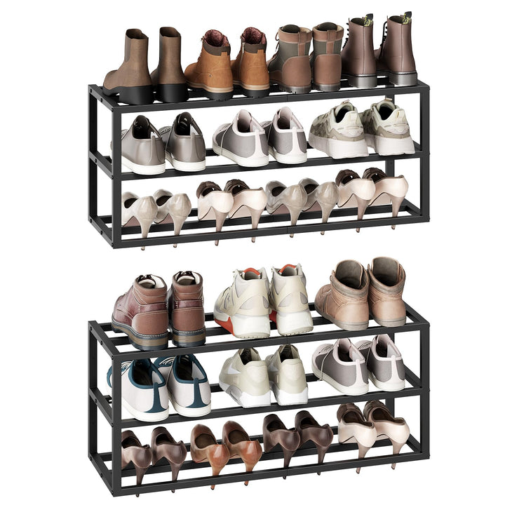 HOOBRO Schuhregal Wandmontage, 2er-Set, Schuhregal Wand, Hängende Schuhablage, Schuhorganizer aus Me