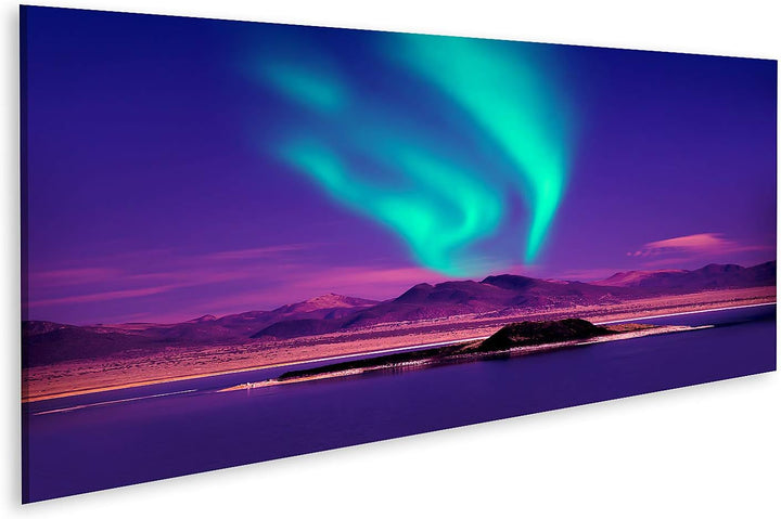 islandburner Bild auf Leinwand Nordlichter Aurora Borealis Bilder Wandbilder Poster Leinwand 120x40c