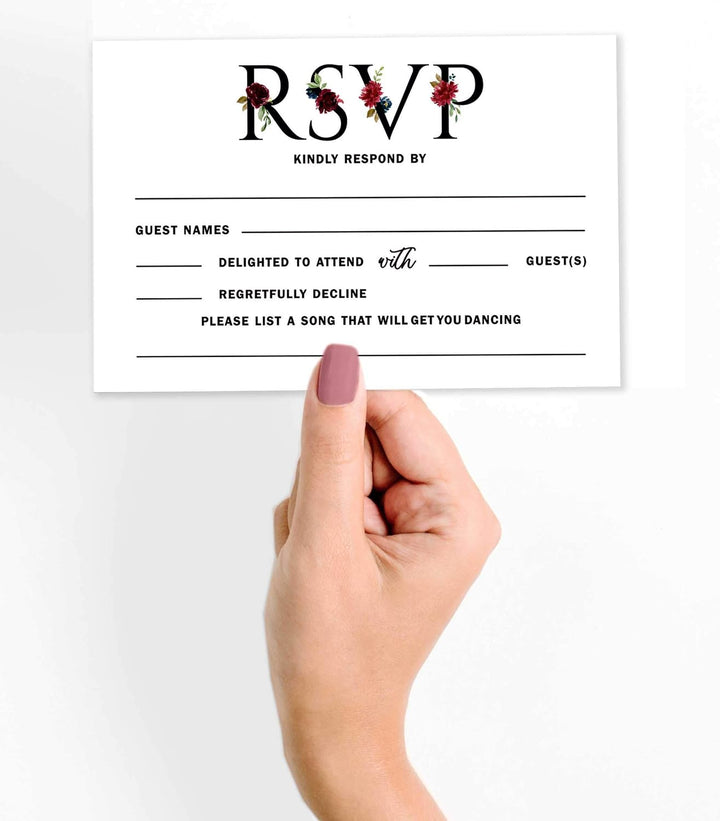 Inkdotpot 50 Leere RSVP-Karten Mit Weissen Umschlägen Blumen- 4 "X6 Antwortkarten-RSVP-Antwortkarte