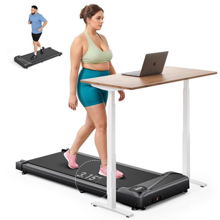 THERUN Schreibtisch Walking Pad mit Leise 2,5 PS-Motor, 2 in 1 Kleines Laufband mit Fernbedienung un