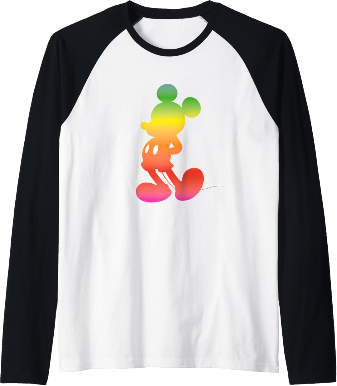 Disney Mickey Mouse Gradient Rainbow Silhouette Raglan