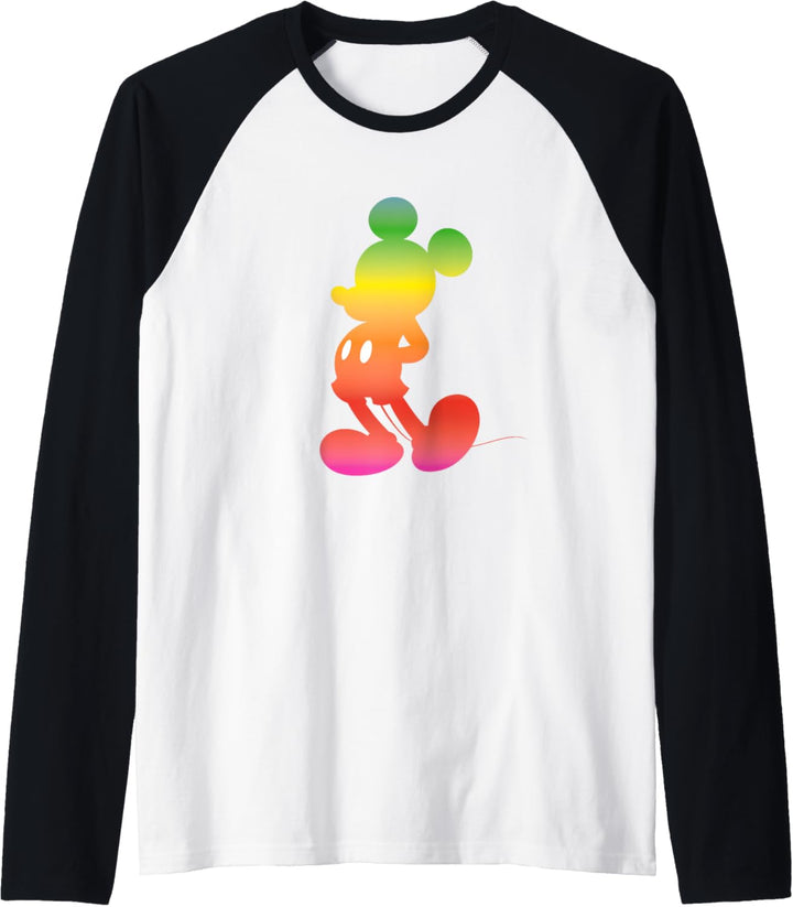 Disney Mickey Mouse Gradient Rainbow Silhouette Raglan