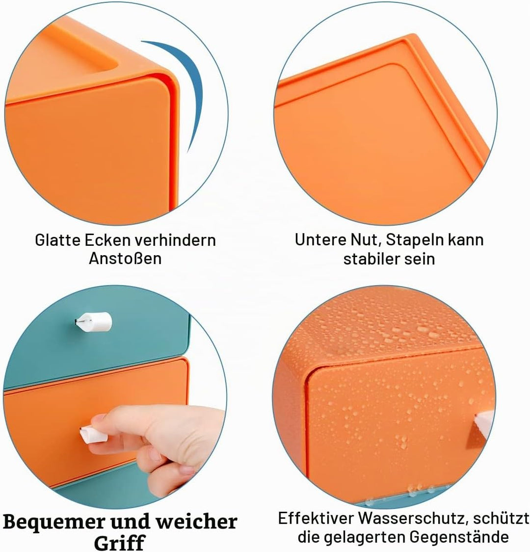 4PCS Stapelbare Schubladenboxen, Aufbewahrungsbox mit Schubladen, Kosmetik Organizer Schubladenbox,