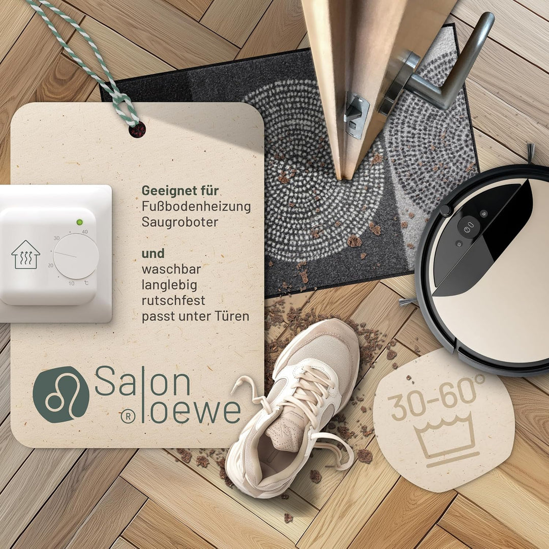 Salonloewe Fussmatte waschbar Nestor 50x75 cm SLD0847-050x075 50 cm x 75 cm Grau, 50 cm x 75 cm Grau