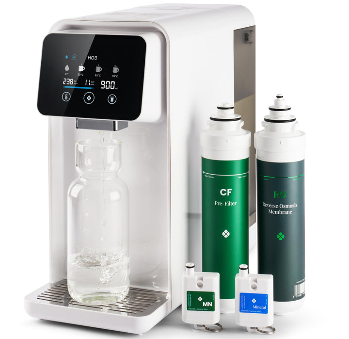 HO3 Home One Auftisch Osmoseanlage für Trinkwasser mit 4 Temperaturstufen (RT, 50, 85, 95°C), 5 Stuf