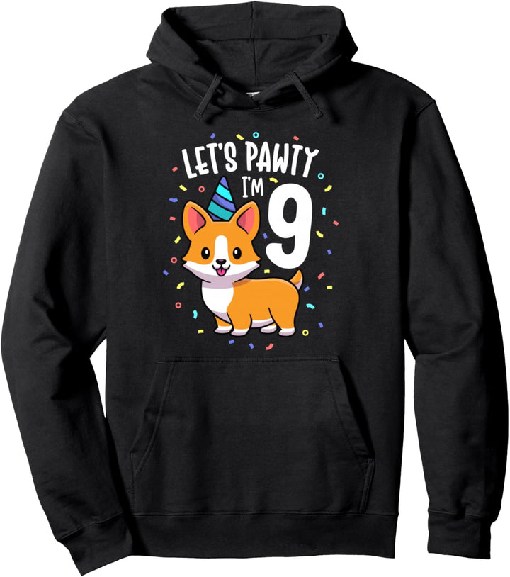 9 Years Old Corgi Dog Lover 9th Birthday Party Outfit Kid Pullover Hoodie
