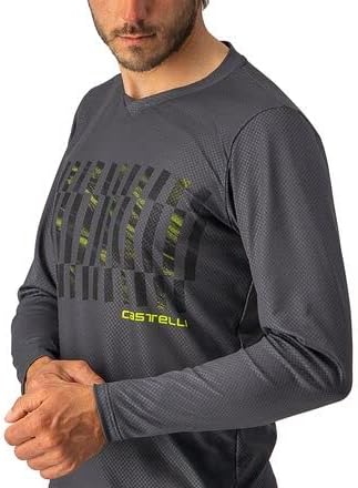 CASTELLI Herren Trail Tech Ls Tee Sweatshirt XXL Dunkelgrau/Schwarz-elektrischer Kalk, XXL Dunkelgra