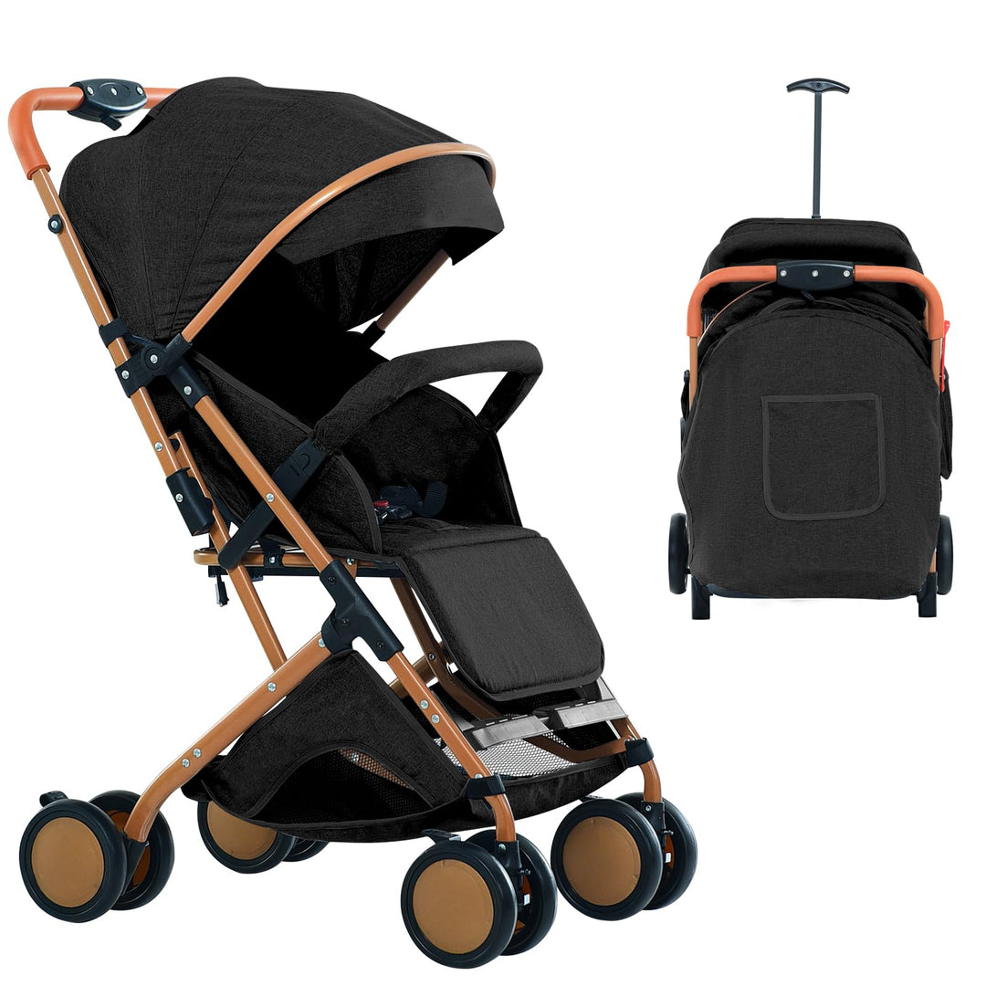 Kompakter Kinderwagen, ultra-kompakt, neigbarer Kinderwagen, goldene Füsse, mit Moskitonetz, Trageta